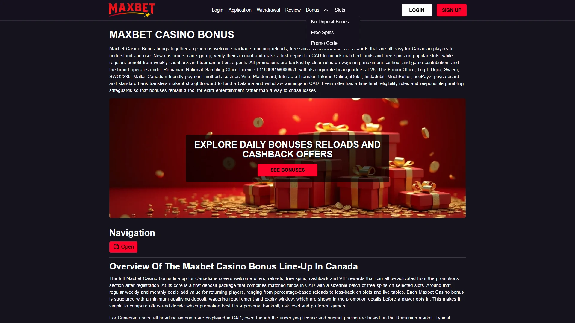 Maksbet promotions page